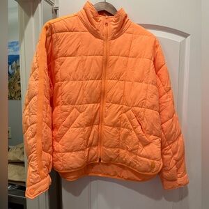 Free People Pippa Packable Puffer jacket size medium. Neon tangerine